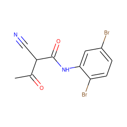 CC(=O)C(C#N)C(=O)Nc1cc(Br)ccc1Br ZINC000037868487