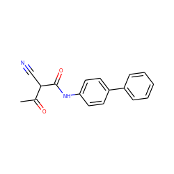 CC(=O)C(C#N)C(=O)Nc1ccc(-c2ccccc2)cc1 ZINC000100035523