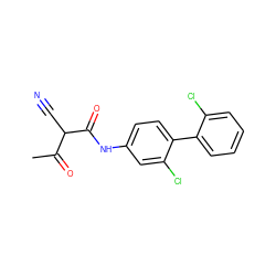 CC(=O)C(C#N)C(=O)Nc1ccc(-c2ccccc2Cl)c(Cl)c1 ZINC000100035641