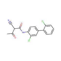 CC(=O)C(C#N)C(=O)Nc1ccc(-c2ccccc2Cl)cc1Cl ZINC000100420267