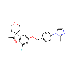 CC(=O)C1(c2cc(F)cc(OCc3ccc(-n4ccnc4C)cc3)c2)CCOCC1 ZINC000013559342