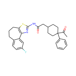 CC(=O)C1(c2ccccc2)CCC(CC(=O)Nc2nc3c(s2)CCCc2ccc(F)cc2-3)CC1 ZINC000026490019