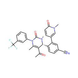 CC(=O)C1=C(C)N(c2cccc(C(F)(F)F)c2)C(=O)N(C)[C@@H]1c1ccc(C#N)cc1-c1ccc(=O)n(C)c1 ZINC001772570613