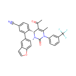 CC(=O)C1=C(C)N(c2cccc(C(F)(F)F)c2)C(=O)N(C)[C@@H]1c1ccc(C#N)cc1-c1ccc2occc2c1 ZINC001772642545