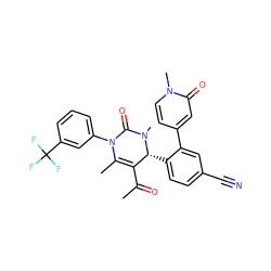 CC(=O)C1=C(C)N(c2cccc(C(F)(F)F)c2)C(=O)N(C)[C@@H]1c1ccc(C#N)cc1-c1ccn(C)c(=O)c1 ZINC001772603480