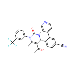 CC(=O)C1=C(C)N(c2cccc(C(F)(F)F)c2)C(=O)N(C)[C@@H]1c1ccc(C#N)cc1-c1ccncc1 ZINC001772624307