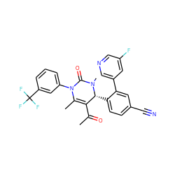 CC(=O)C1=C(C)N(c2cccc(C(F)(F)F)c2)C(=O)N(C)[C@@H]1c1ccc(C#N)cc1-c1cncc(F)c1 ZINC001772589727