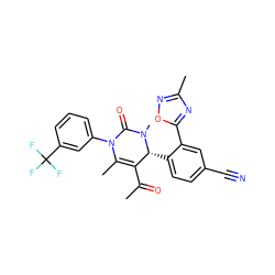 CC(=O)C1=C(C)N(c2cccc(C(F)(F)F)c2)C(=O)N(C)[C@@H]1c1ccc(C#N)cc1-c1nc(C)no1 ZINC001772626424