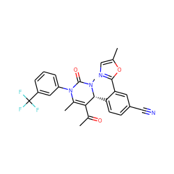 CC(=O)C1=C(C)N(c2cccc(C(F)(F)F)c2)C(=O)N(C)[C@@H]1c1ccc(C#N)cc1-c1ncc(C)o1 ZINC001772645364