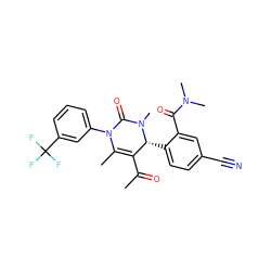 CC(=O)C1=C(C)N(c2cccc(C(F)(F)F)c2)C(=O)N(C)[C@@H]1c1ccc(C#N)cc1C(=O)N(C)C ZINC001772620470