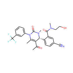 CC(=O)C1=C(C)N(c2cccc(C(F)(F)F)c2)C(=O)N(C)[C@@H]1c1ccc(C#N)cc1C(=O)N(C)CCO ZINC001772647860