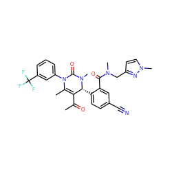 CC(=O)C1=C(C)N(c2cccc(C(F)(F)F)c2)C(=O)N(C)[C@@H]1c1ccc(C#N)cc1C(=O)N(C)Cc1ccn(C)n1 ZINC001772618220