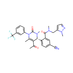 CC(=O)C1=C(C)N(c2cccc(C(F)(F)F)c2)C(=O)N(C)[C@@H]1c1ccc(C#N)cc1C(=O)N(C)Cc1ccnn1C ZINC001772613941