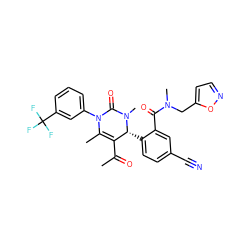 CC(=O)C1=C(C)N(c2cccc(C(F)(F)F)c2)C(=O)N(C)[C@@H]1c1ccc(C#N)cc1C(=O)N(C)Cc1ccno1 ZINC001772611188