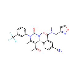 CC(=O)C1=C(C)N(c2cccc(C(F)(F)F)c2)C(=O)N(C)[C@@H]1c1ccc(C#N)cc1C(=O)N(C)Cc1ccon1 ZINC001772581386