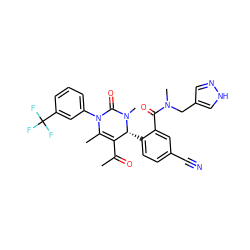 CC(=O)C1=C(C)N(c2cccc(C(F)(F)F)c2)C(=O)N(C)[C@@H]1c1ccc(C#N)cc1C(=O)N(C)Cc1cn[nH]c1 ZINC001772653022