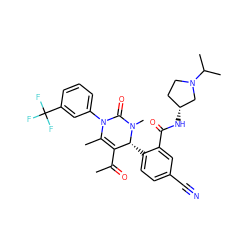 CC(=O)C1=C(C)N(c2cccc(C(F)(F)F)c2)C(=O)N(C)[C@@H]1c1ccc(C#N)cc1C(=O)N[C@@H]1CCN(C(C)C)C1 ZINC001772646504
