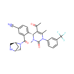 CC(=O)C1=C(C)N(c2cccc(C(F)(F)F)c2)C(=O)N(C)[C@@H]1c1ccc(C#N)cc1C(=O)N1C[C@H]2C[C@H]1CN2 ZINC001772584067