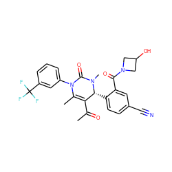 CC(=O)C1=C(C)N(c2cccc(C(F)(F)F)c2)C(=O)N(C)[C@@H]1c1ccc(C#N)cc1C(=O)N1CC(O)C1 ZINC001772613158