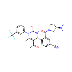 CC(=O)C1=C(C)N(c2cccc(C(F)(F)F)c2)C(=O)N(C)[C@@H]1c1ccc(C#N)cc1C(=O)N1CC[C@@H](N(C)C)C1 ZINC001772582233
