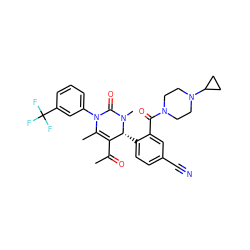 CC(=O)C1=C(C)N(c2cccc(C(F)(F)F)c2)C(=O)N(C)[C@@H]1c1ccc(C#N)cc1C(=O)N1CCN(C2CC2)CC1 ZINC001772577578