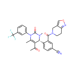 CC(=O)C1=C(C)N(c2cccc(C(F)(F)F)c2)C(=O)N(C)[C@@H]1c1ccc(C#N)cc1C(=O)N1CCc2nocc2C1 ZINC001772616431