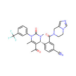 CC(=O)C1=C(C)N(c2cccc(C(F)(F)F)c2)C(=O)N(C)[C@@H]1c1ccc(C#N)cc1C(=O)N1CCn2cncc2C1 ZINC001772578916