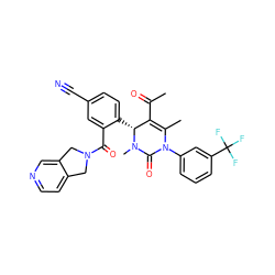 CC(=O)C1=C(C)N(c2cccc(C(F)(F)F)c2)C(=O)N(C)[C@@H]1c1ccc(C#N)cc1C(=O)N1Cc2ccncc2C1 ZINC001772632641