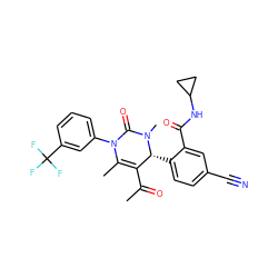 CC(=O)C1=C(C)N(c2cccc(C(F)(F)F)c2)C(=O)N(C)[C@@H]1c1ccc(C#N)cc1C(=O)NC1CC1 ZINC001772575800