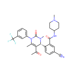 CC(=O)C1=C(C)N(c2cccc(C(F)(F)F)c2)C(=O)N(C)[C@@H]1c1ccc(C#N)cc1C(=O)NC1CCN(C)CC1 ZINC001772643804