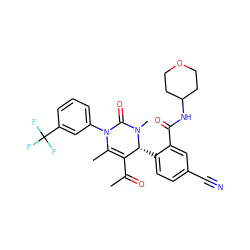 CC(=O)C1=C(C)N(c2cccc(C(F)(F)F)c2)C(=O)N(C)[C@@H]1c1ccc(C#N)cc1C(=O)NC1CCOCC1 ZINC001772654467