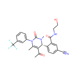 CC(=O)C1=C(C)N(c2cccc(C(F)(F)F)c2)C(=O)N(C)[C@@H]1c1ccc(C#N)cc1C(=O)NCCO ZINC001772647049