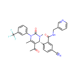 CC(=O)C1=C(C)N(c2cccc(C(F)(F)F)c2)C(=O)N(C)[C@@H]1c1ccc(C#N)cc1C(=O)NCc1cccnc1 ZINC001772645677