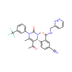 CC(=O)C1=C(C)N(c2cccc(C(F)(F)F)c2)C(=O)N(C)[C@@H]1c1ccc(C#N)cc1C(=O)NCc1cccnn1 ZINC001772586967