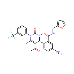 CC(=O)C1=C(C)N(c2cccc(C(F)(F)F)c2)C(=O)N(C)[C@@H]1c1ccc(C#N)cc1C(=O)NCc1ccco1 ZINC001772615195