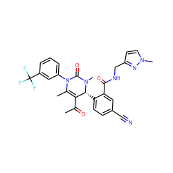 CC(=O)C1=C(C)N(c2cccc(C(F)(F)F)c2)C(=O)N(C)[C@@H]1c1ccc(C#N)cc1C(=O)NCc1ccn(C)n1 ZINC001772583223