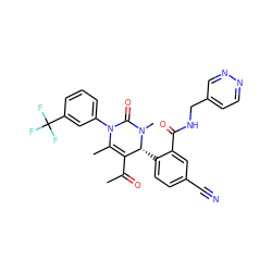 CC(=O)C1=C(C)N(c2cccc(C(F)(F)F)c2)C(=O)N(C)[C@@H]1c1ccc(C#N)cc1C(=O)NCc1ccnnc1 ZINC001772655494