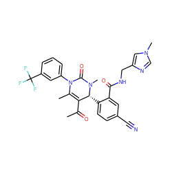 CC(=O)C1=C(C)N(c2cccc(C(F)(F)F)c2)C(=O)N(C)[C@@H]1c1ccc(C#N)cc1C(=O)NCc1cn(C)cn1 ZINC001772646737