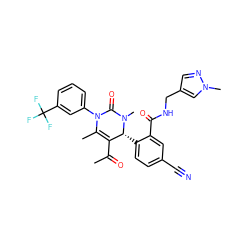 CC(=O)C1=C(C)N(c2cccc(C(F)(F)F)c2)C(=O)N(C)[C@@H]1c1ccc(C#N)cc1C(=O)NCc1cnn(C)c1 ZINC001772581766