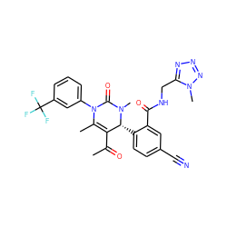 CC(=O)C1=C(C)N(c2cccc(C(F)(F)F)c2)C(=O)N(C)[C@@H]1c1ccc(C#N)cc1C(=O)NCc1nnnn1C ZINC001772618230