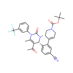 CC(=O)C1=C(C)N(c2cccc(C(F)(F)F)c2)C(=O)N(C)[C@@H]1c1ccc(C#N)cc1C1=CCN(C(=O)OC(C)(C)C)CC1 ZINC001772630039