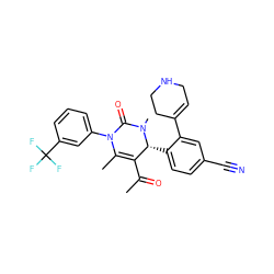 CC(=O)C1=C(C)N(c2cccc(C(F)(F)F)c2)C(=O)N(C)[C@@H]1c1ccc(C#N)cc1C1=CCNCC1 ZINC001772608213