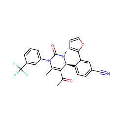 CC(=O)C1=C(C)N(c2cccc(C(F)(F)F)c2)C(=O)N(C)[C@H]1c1ccc(C#N)cc1-c1ccco1 ZINC001772585165