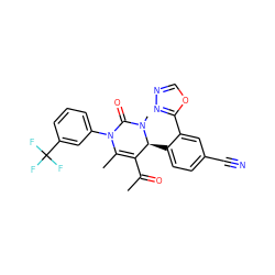 CC(=O)C1=C(C)N(c2cccc(C(F)(F)F)c2)C(=O)N(C)[C@H]1c1ccc(C#N)cc1-c1nnco1 ZINC001772619554