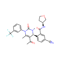 CC(=O)C1=C(C)N(c2cccc(C(F)(F)F)c2)C(=O)N(C)[C@H]1c1ccc(C#N)cc1C(=O)N[C@H]1CCOC1 ZINC001772617737