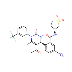 CC(=O)C1=C(C)N(c2cccc(C(F)(F)F)c2)C(=O)N(C)[C@H]1c1ccc(C#N)cc1C(=O)N[C@H]1CCS(=O)(=O)C1 ZINC001772608384