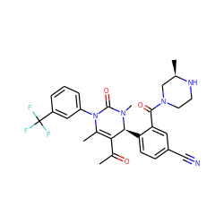 CC(=O)C1=C(C)N(c2cccc(C(F)(F)F)c2)C(=O)N(C)[C@H]1c1ccc(C#N)cc1C(=O)N1CCN[C@H](C)C1 ZINC001772593917