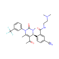 CC(=O)C1=C(C)N(c2cccc(C(F)(F)F)c2)C(=O)N(C)[C@H]1c1ccc(C#N)cc1C(=O)NCCN(C)C ZINC001772590038