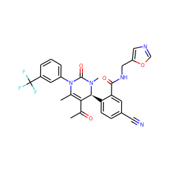 CC(=O)C1=C(C)N(c2cccc(C(F)(F)F)c2)C(=O)N(C)[C@H]1c1ccc(C#N)cc1C(=O)NCc1cnco1 ZINC001772636395