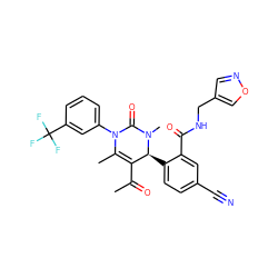 CC(=O)C1=C(C)N(c2cccc(C(F)(F)F)c2)C(=O)N(C)[C@H]1c1ccc(C#N)cc1C(=O)NCc1cnoc1 ZINC001772573373